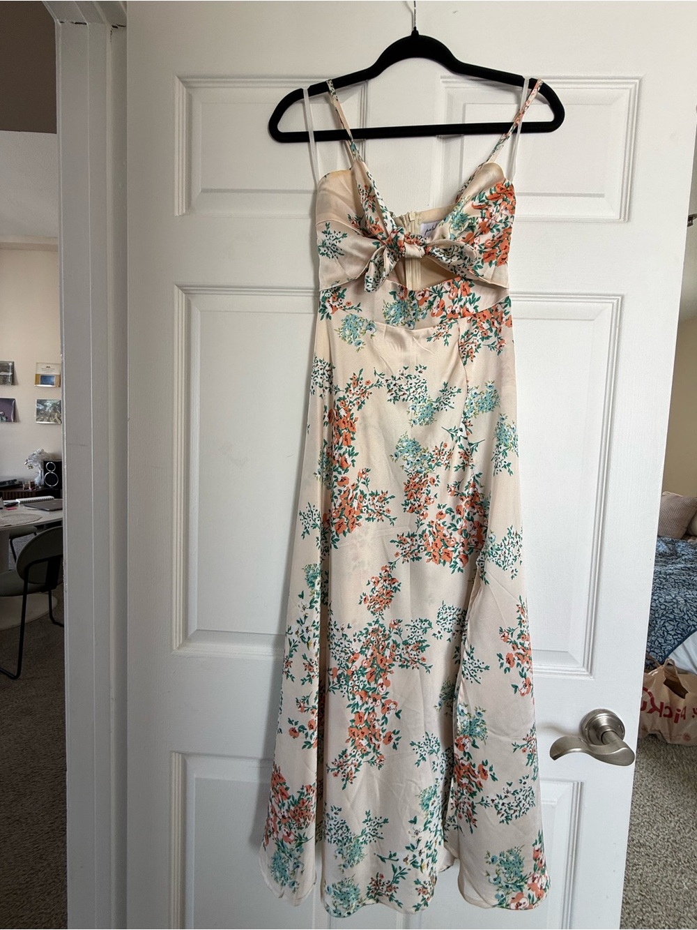 Petal & Pup Cream Slip Dress with Coral & Teal Floral Print